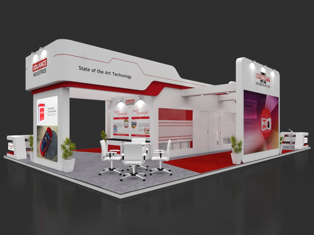 Exhibition Booth 3D Model - 15x9 mtr by piyushp78 | 3DOcean