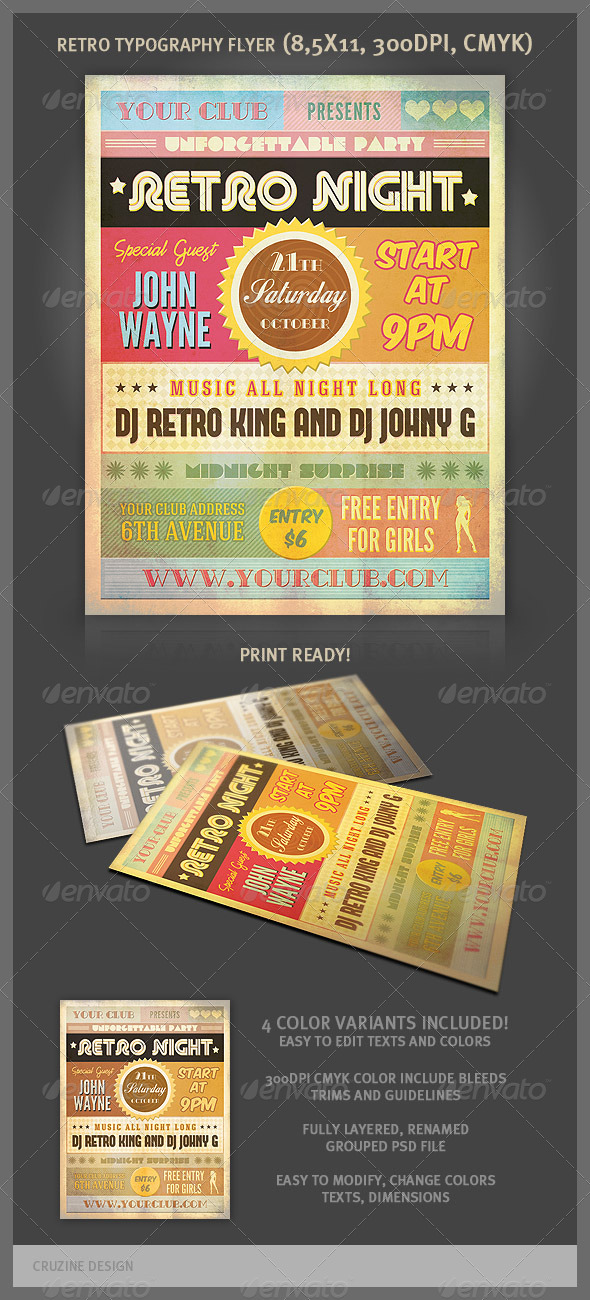 Retro Typography Party Flyer - Clubs & Parties Events