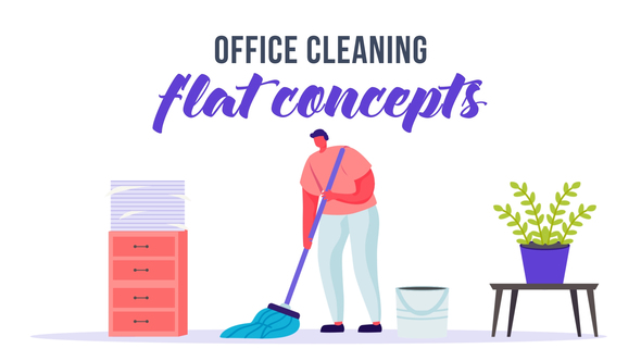 Office cleaning - Flat Concept