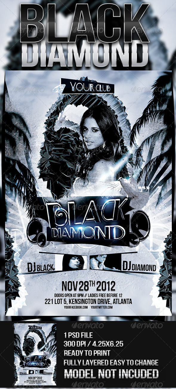 Black Diamond Party Flyer - Clubs & Parties Events