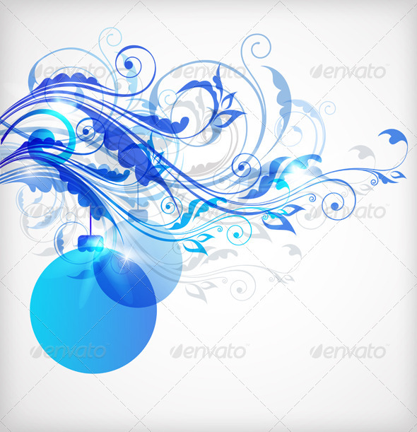 Christmas background with blue balls - Christmas Seasons/Holidays