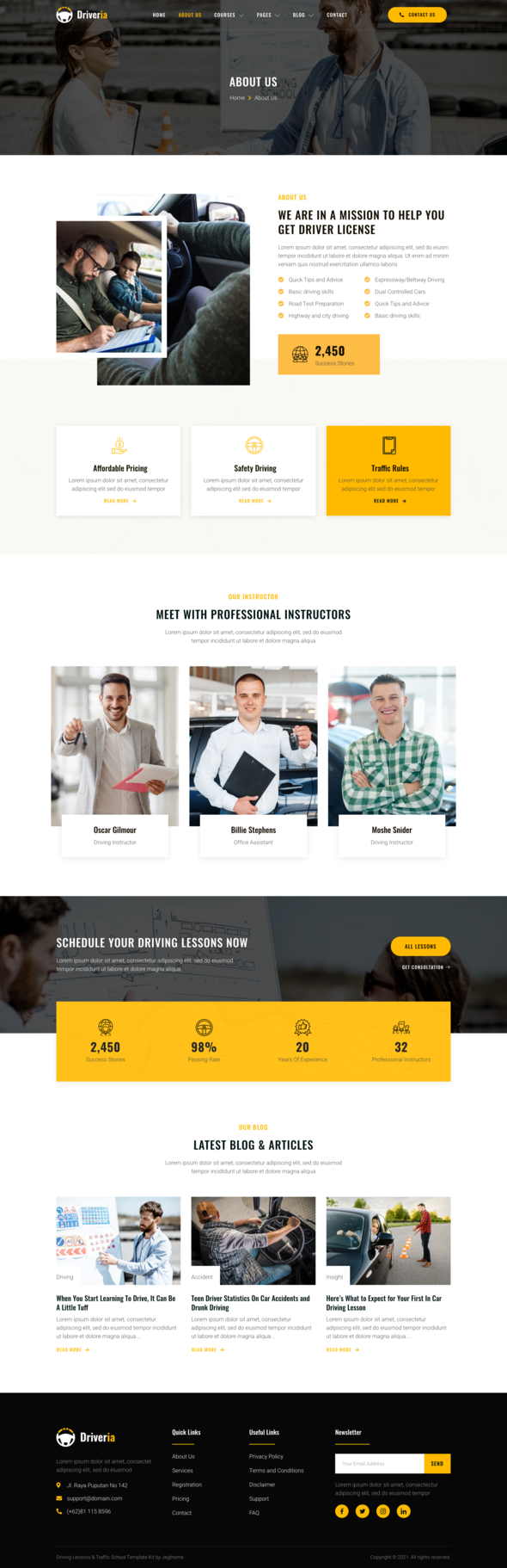 Driveria ? Driving Course & Traffic School Elementor Template Kit