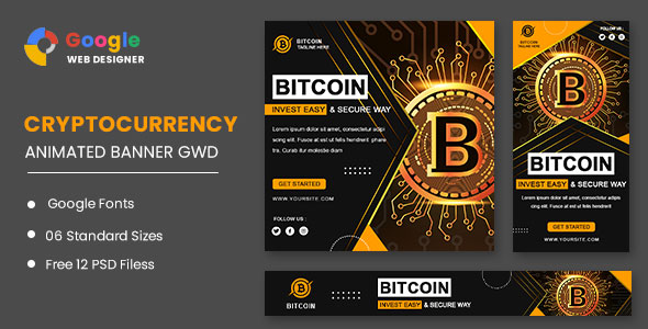Bitcoin Set Animated Banner Google Web Designer