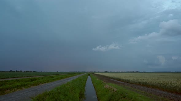 Thunderstorm above fields