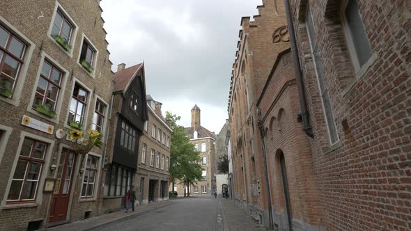 Street with brick buildings 