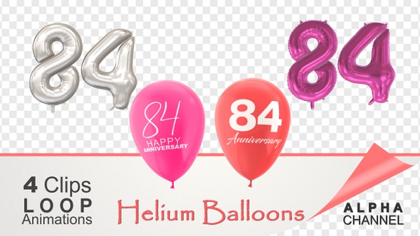 84 Anniversary Celebration Helium Balloons Pack alt