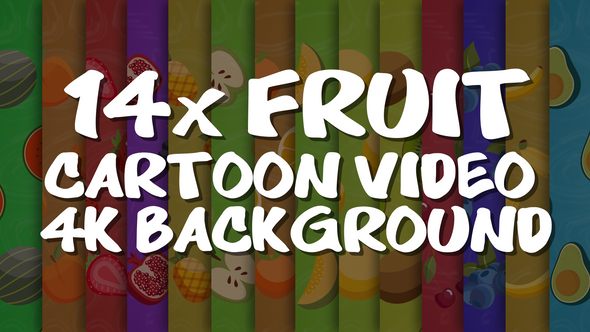 14x Fruits Cartoon 4K Video Background alt