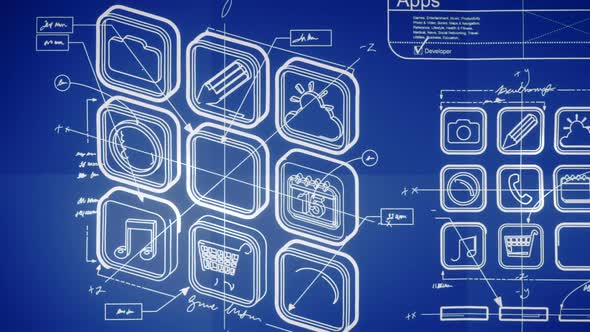Mobile App Development Blueprint Concept alt