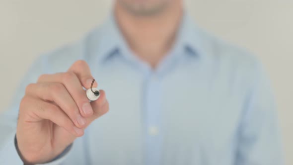 Unethical, Man Writing on Transparent Screen alt