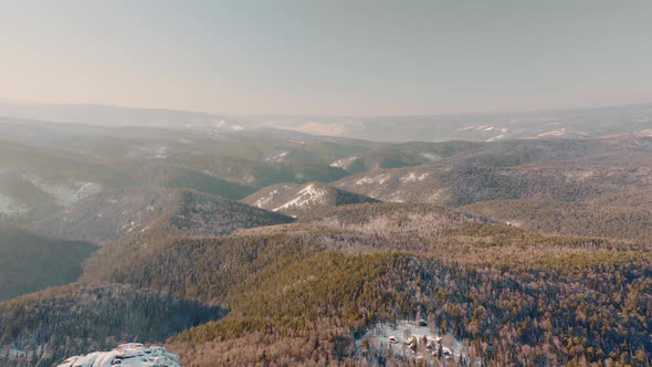 Mountain valley The national park Krasnoyarsk Pillars Winter forest Siberia alt