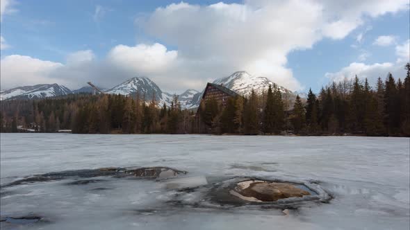 Lake Strbske Pleso in Spring Time