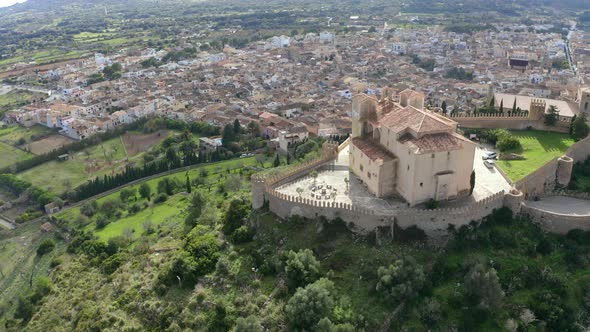 Arta with church Transfiguracion del Senyor and Monastery Santuari de Sant Salvador