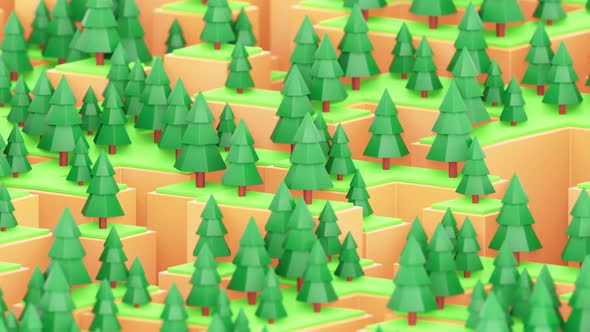 Low poly landscape with trees