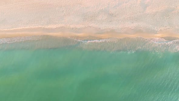 Tropical Beach Aerial View, Top View of Waves Break on Tropical White Sand Beach alt