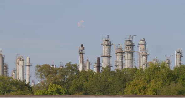 Establishing shot of Chemical Refinery Plant in Pasadena, Texas community alt