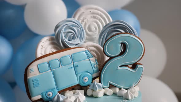 Cake Blue Number Two and the Bus in the Form of Gingerbread