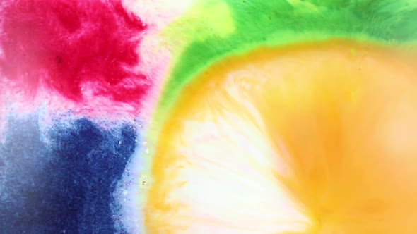 Multi Colour Inks Mix in White Milk. Abstract Colorful Paint Liquid Artistic Movement. Beautiful alt