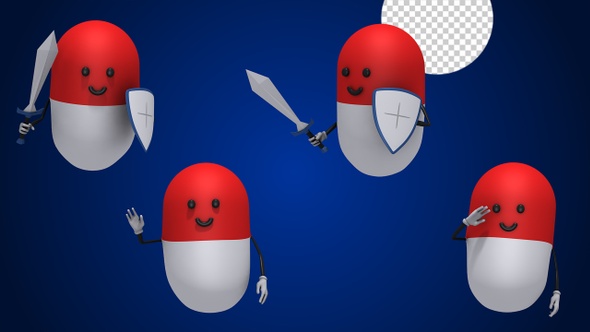Pill Guardian With Sword And Shield (4-Pack)