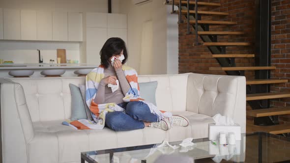 Caucasian Woman Has Common Cold