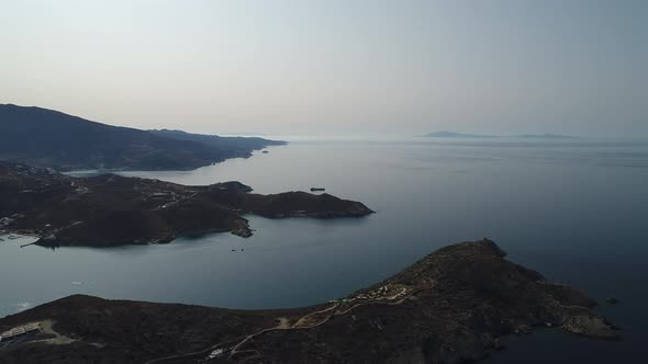 Koubara village on the island of Ios seen from the sky alt