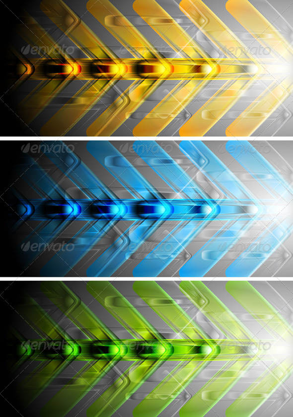 Colourful banners with abstract arrows - Backgrounds Decorative