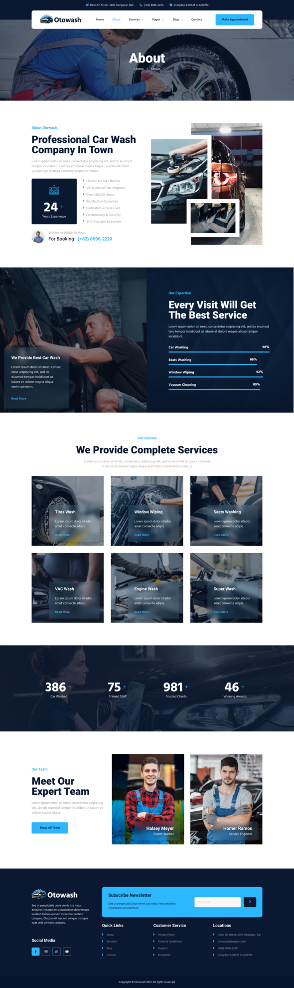 Otowash ? Car Washing & Cleaning Services Elementor Template Kit