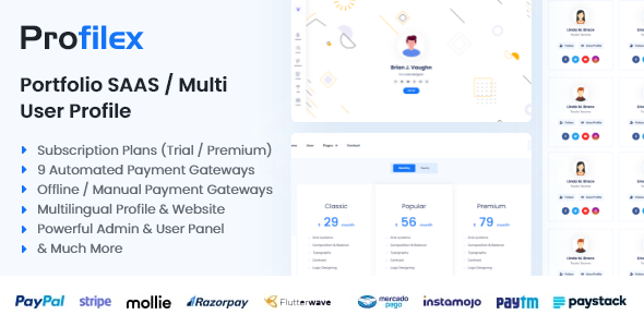 Profilex – Portfolio Builder SAAS / Multi-User Profile
