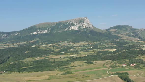 Daily scene with Stol mountain in Eastern Serbia 4K aerial footage