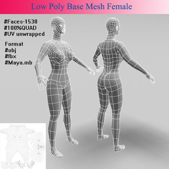 base mesh female - 3Docean 33288674