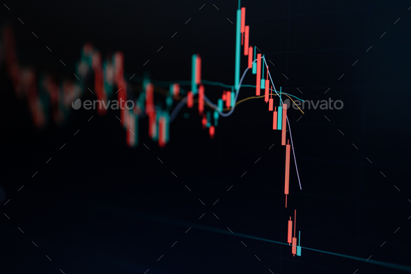 Bitcoin and Cryptocurrency stock market exchange candlestick chart - Stock Photo - Images