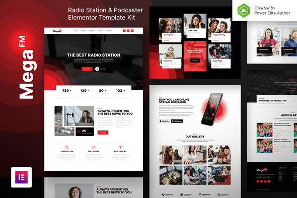 MegaFM – Radio Station & Podcaster Elementor Template Kit