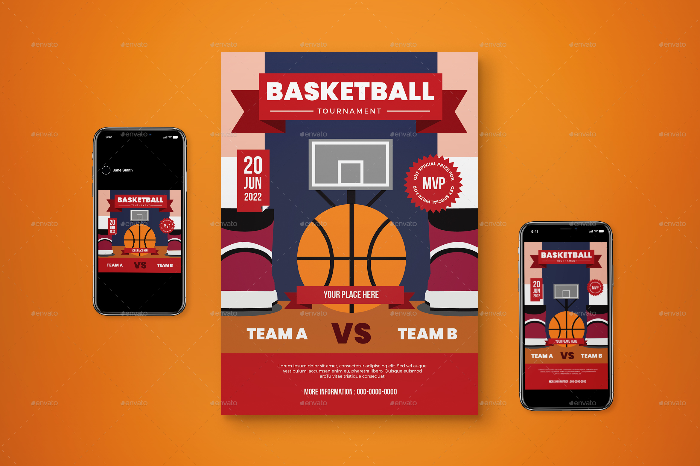 Basketball Flyer Set, Print Templates 