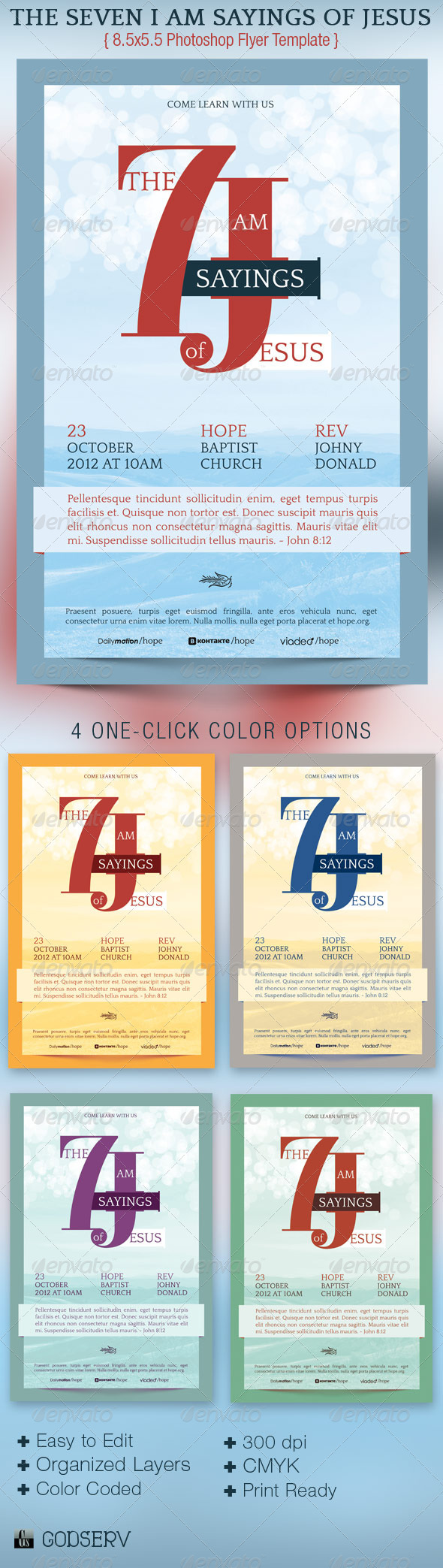 Seven Sayings Flyer Template - Church Flyers
