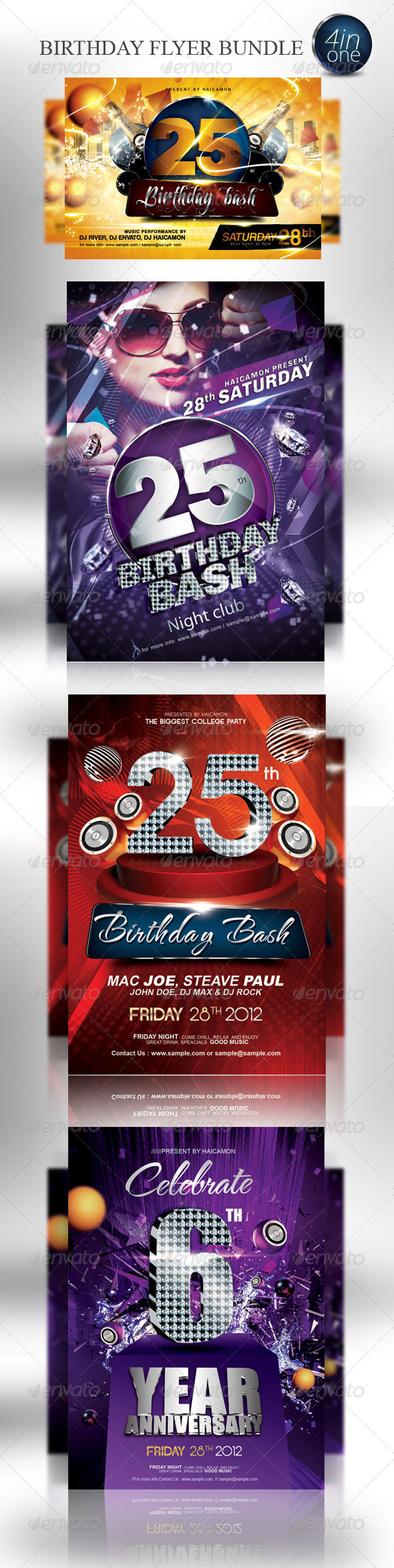Birthday Party Invitation Flyer Bundle - Clubs & Parties Events