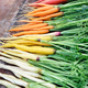 Colorful rainbow carrots on a wooden table. Organic vegetables - PhotoDune Item for Sale