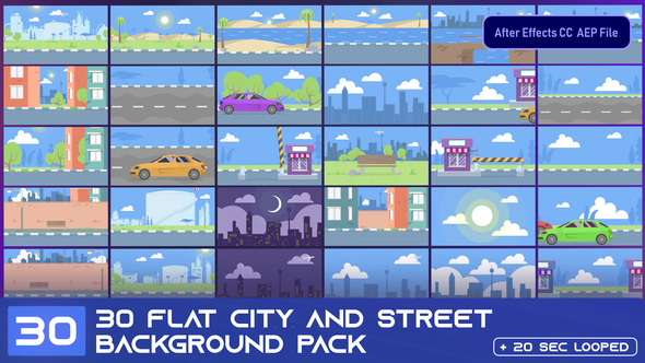 30 Flat City and Street Background Pack - AE
