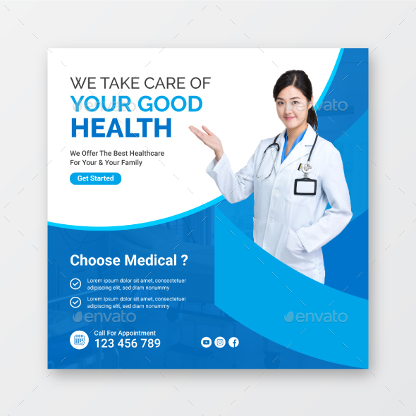 Medical Social Media Post Flyer Template, Web Elements | GraphicRiver