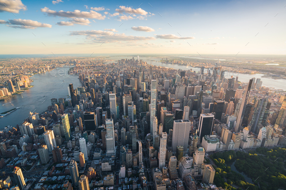 Aerial View of New York City Manhattan Skyline Skyscrapers, NY, USA - Stock Photo - Images