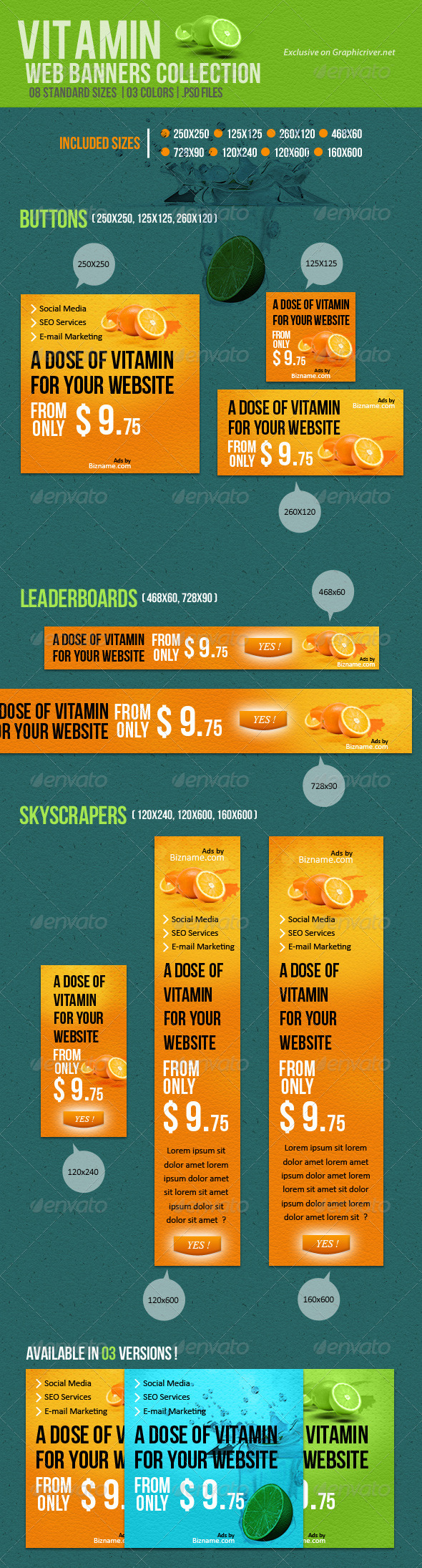 Vitamin Web Banners Collection - Banners & Ads Web Elements
