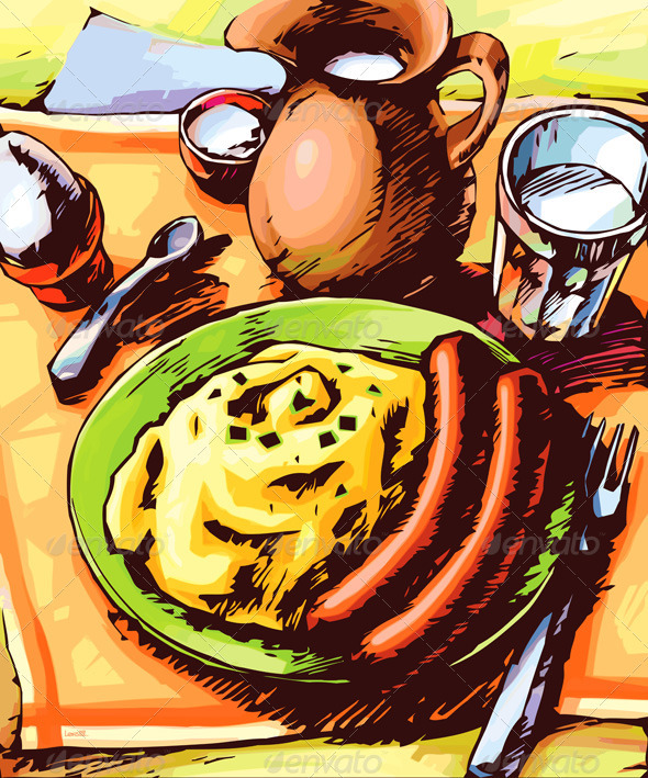 Two Sausages for a Lunch - Food Objects