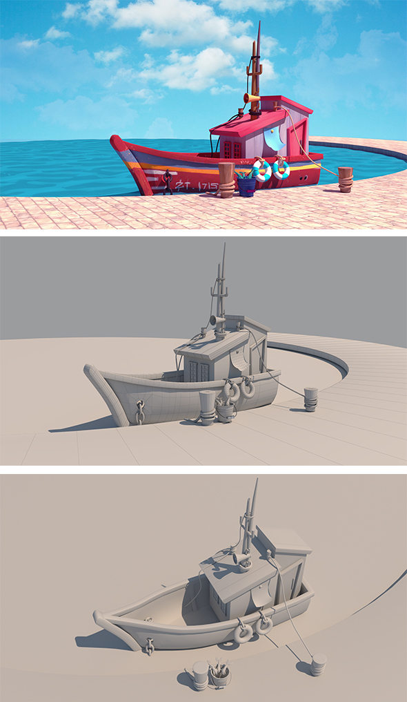 boat stylized 3d - 3Docean 33329323