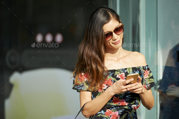 Beautiful Woman Texting - Stock Photo - Images
