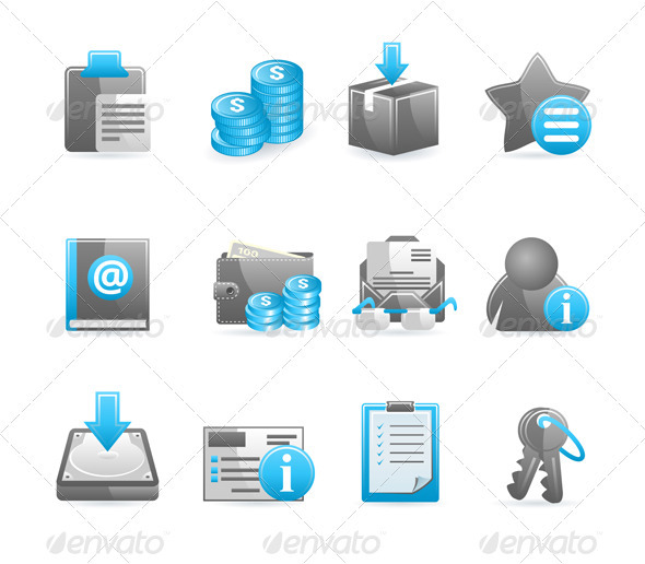 Blue glossy icon set - Web Elements Vectors
