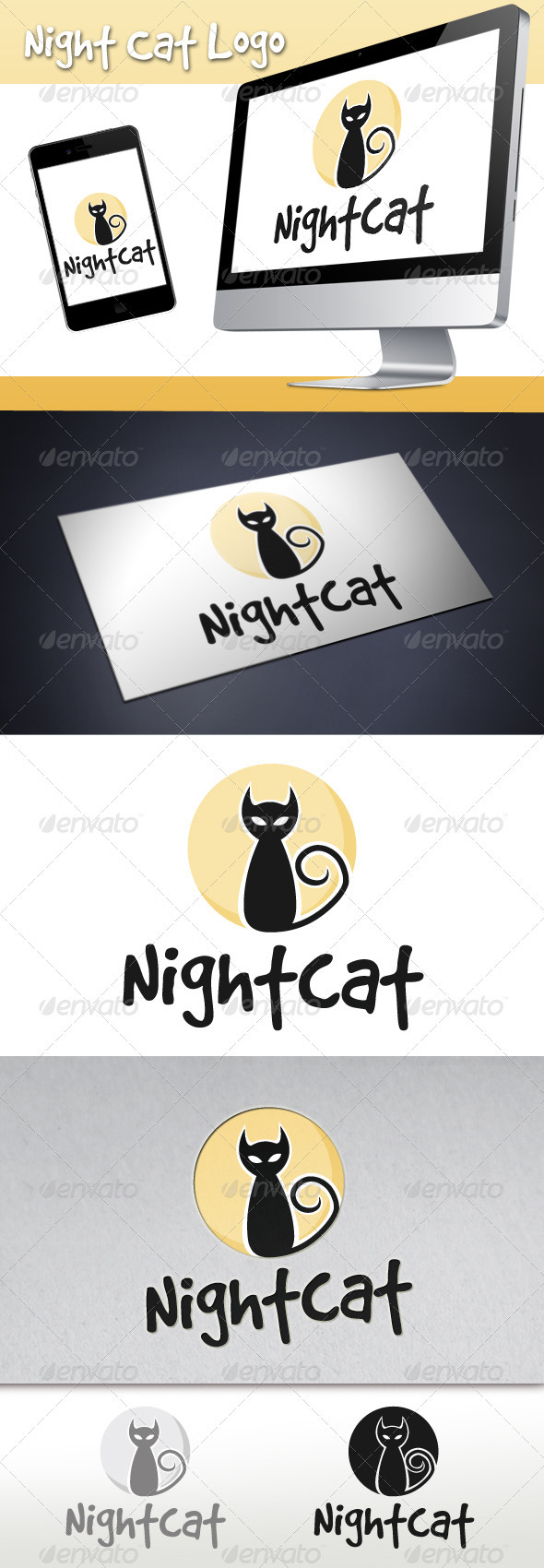 Night Cat Logo - Animals Logo Templates