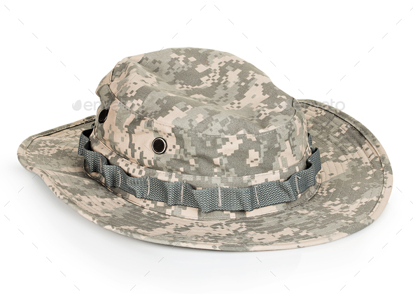Military Panama color ACU close-up isolated on white background. - Stock Photo - Images