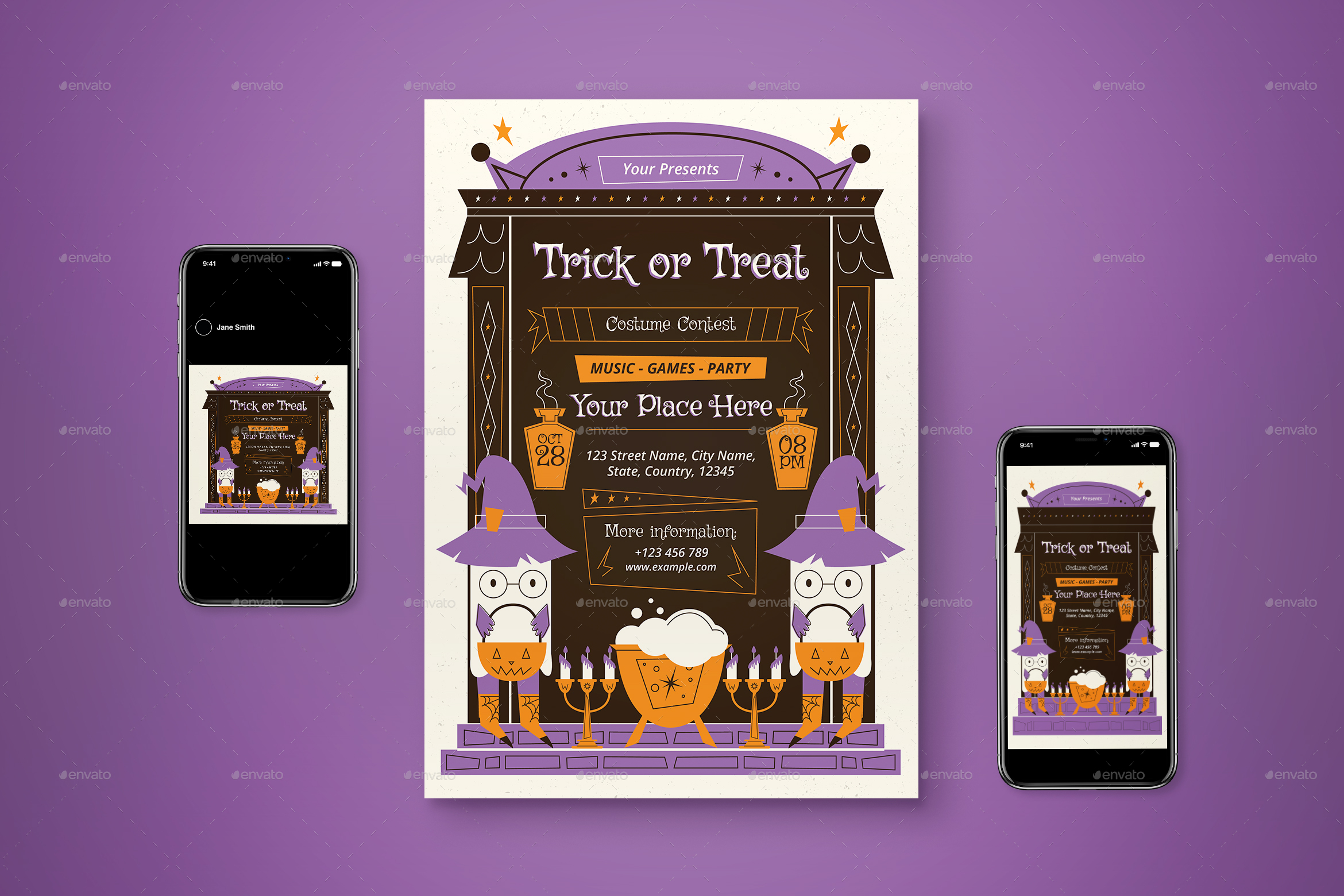 Simple Trick Or Treat Flyer Set Print Templates Graphicriver