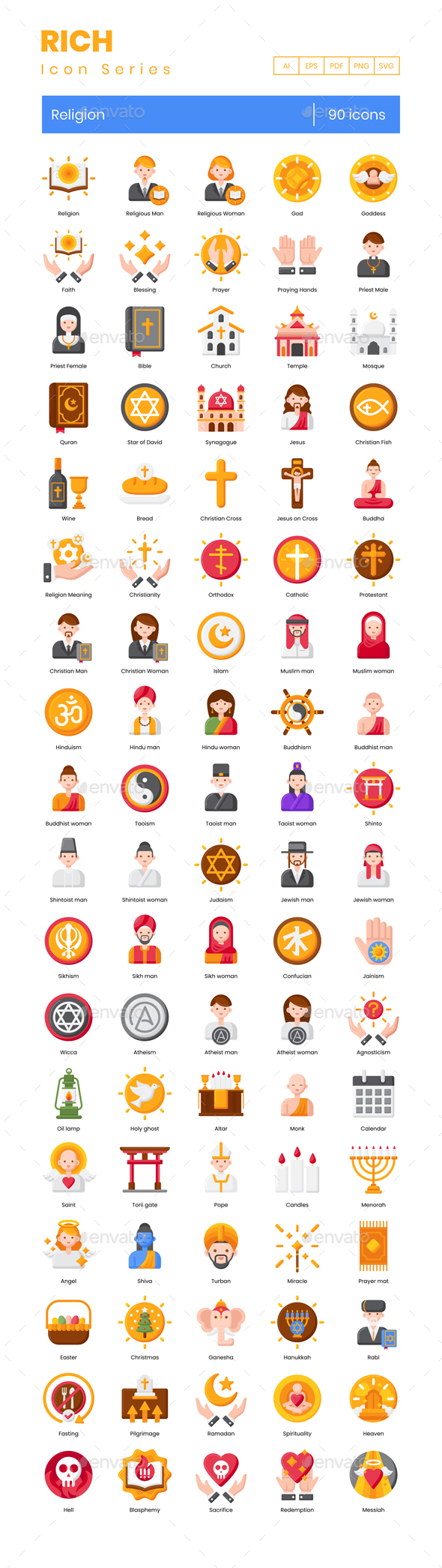 90 Religion Icons | Rich Series