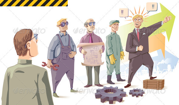 Manager is Speaking to the Workers - People Characters