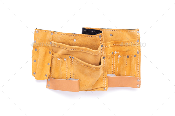 Tool belt isolated on white background. Construction belt for tools