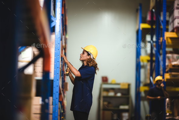 worker person working in warehouse, logistic transportation shipping industry storage - Stock Photo - Images